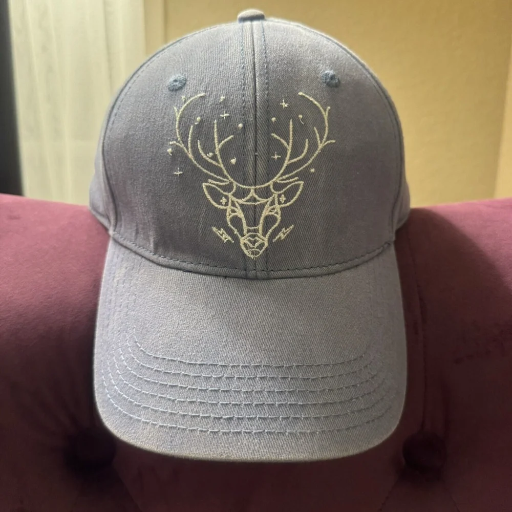 Harry Potter Expecto Patronum Hat Deer Adjustable Strap Denim Blue NWOT